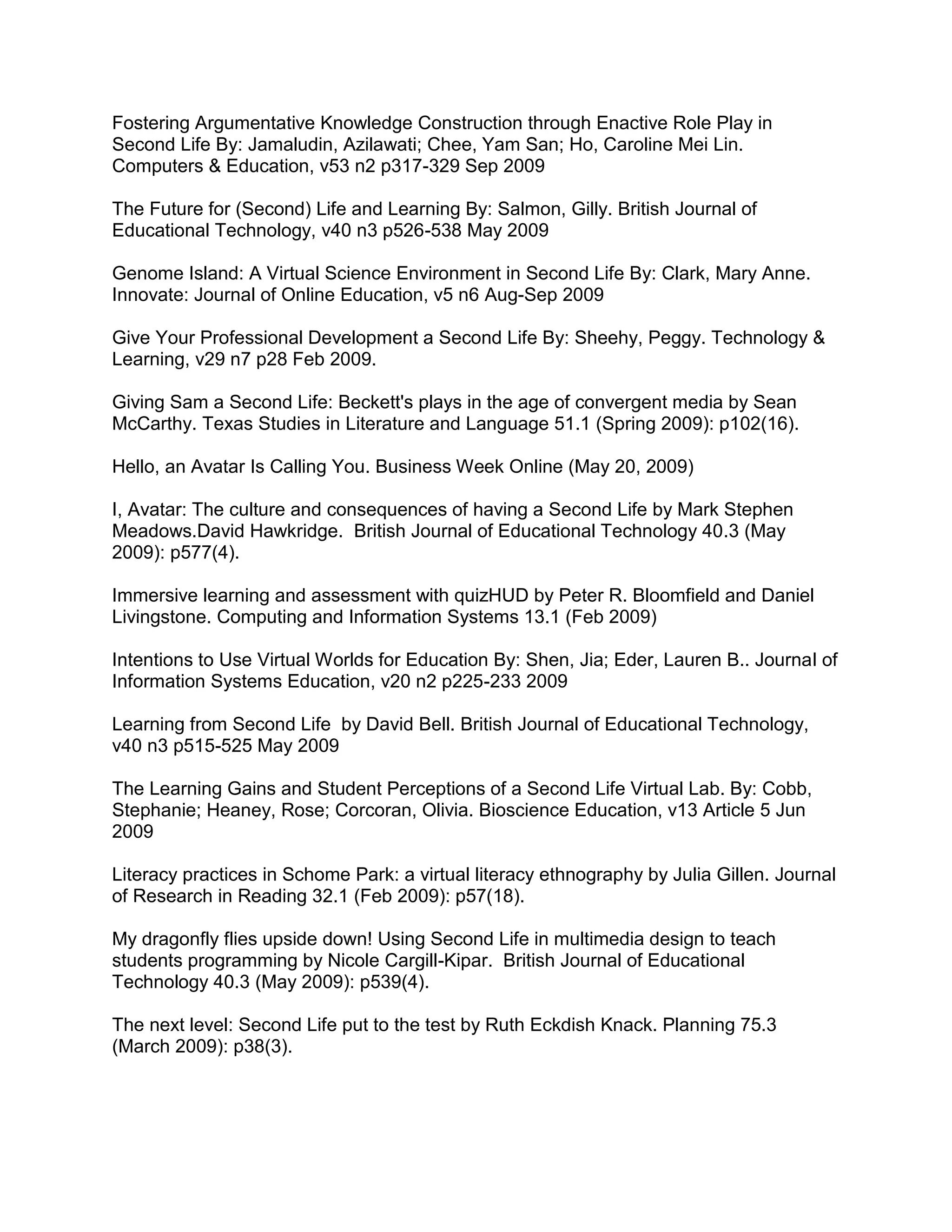 Teachers In  Second Life