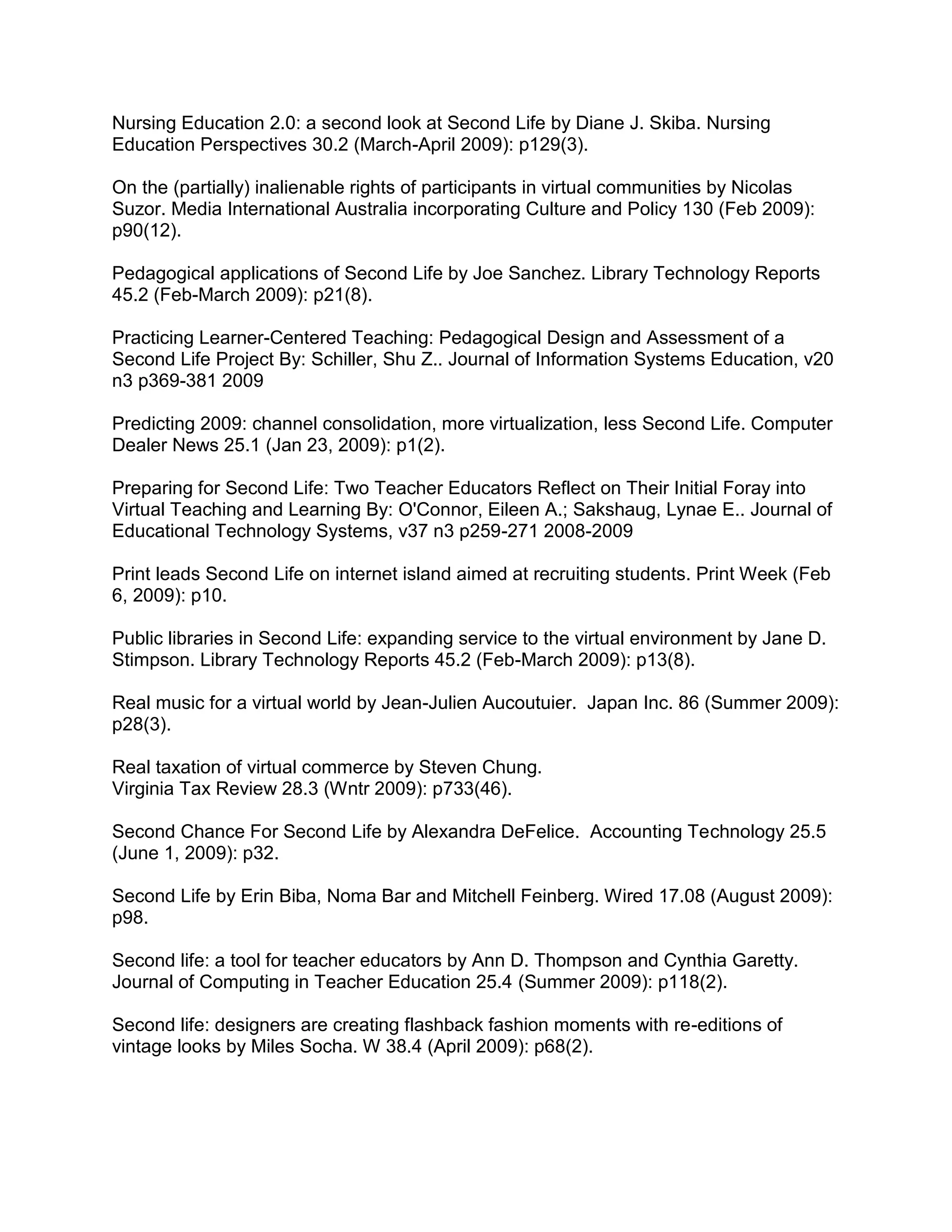 Teachers In  Second Life