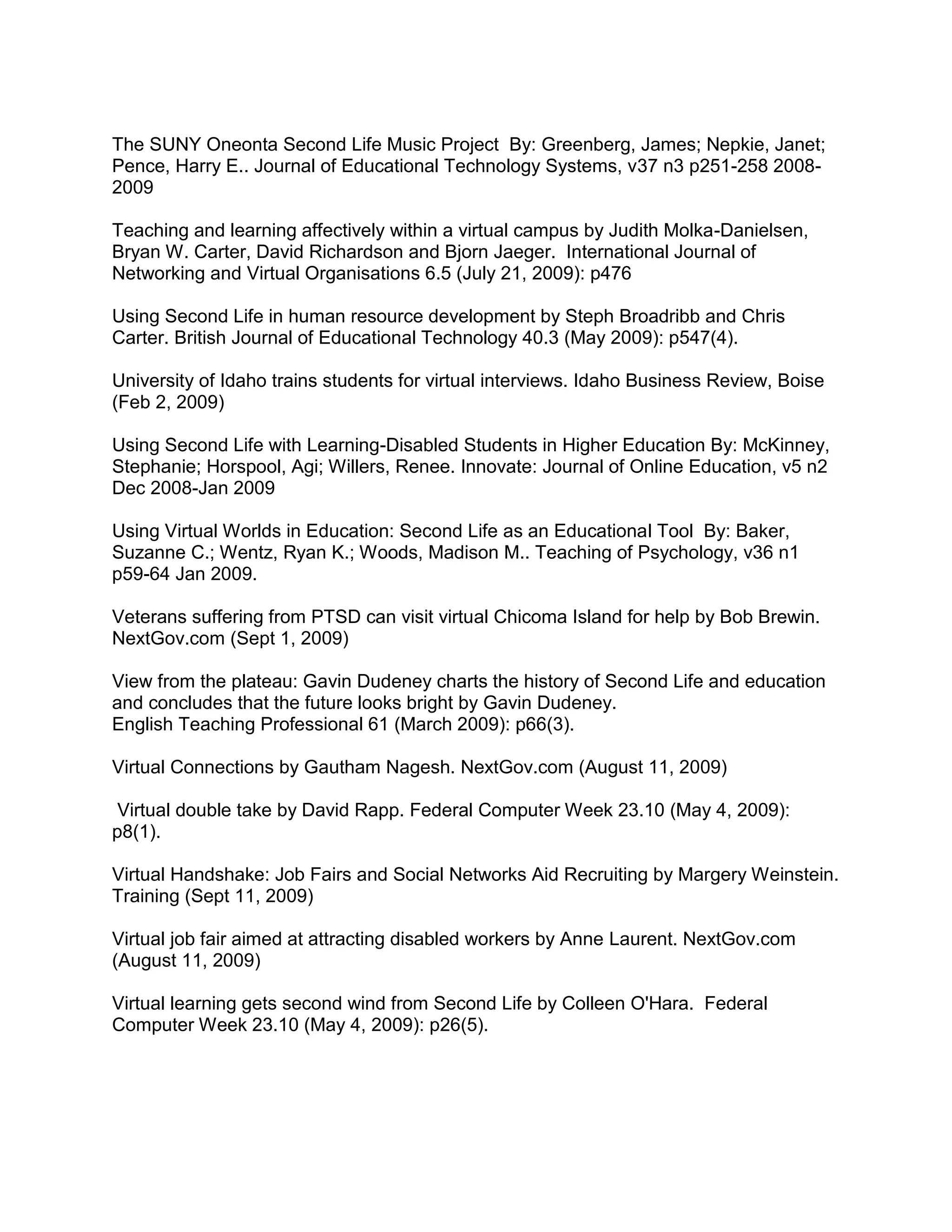 Teachers In  Second Life