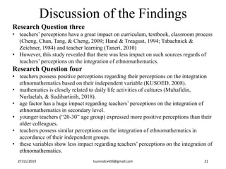 Teachers' perceptions on the integration of ethnomathematics surendra | PDF