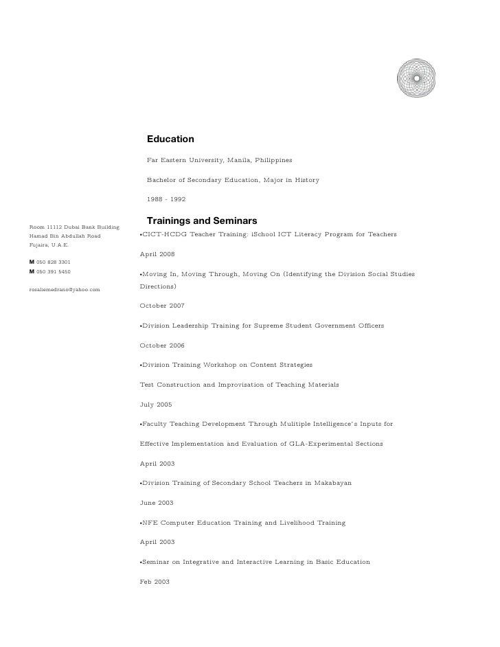 secondary education resumes