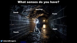 What senses do you have?
Hearing
Sight
Touch
Smell
Taste
Image copyright of
Pshychogeographer
@davidErogers
 