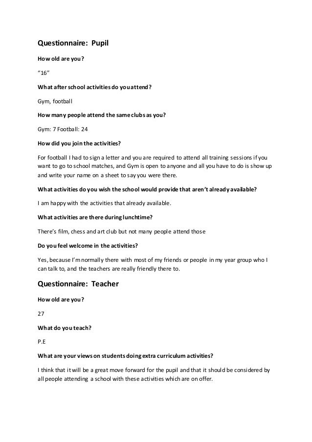 Teacher & student questionnaire