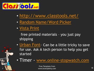 Phone app availableFree Template from www.brainybetty.com14http://www.voki.com/Online Avatar creator