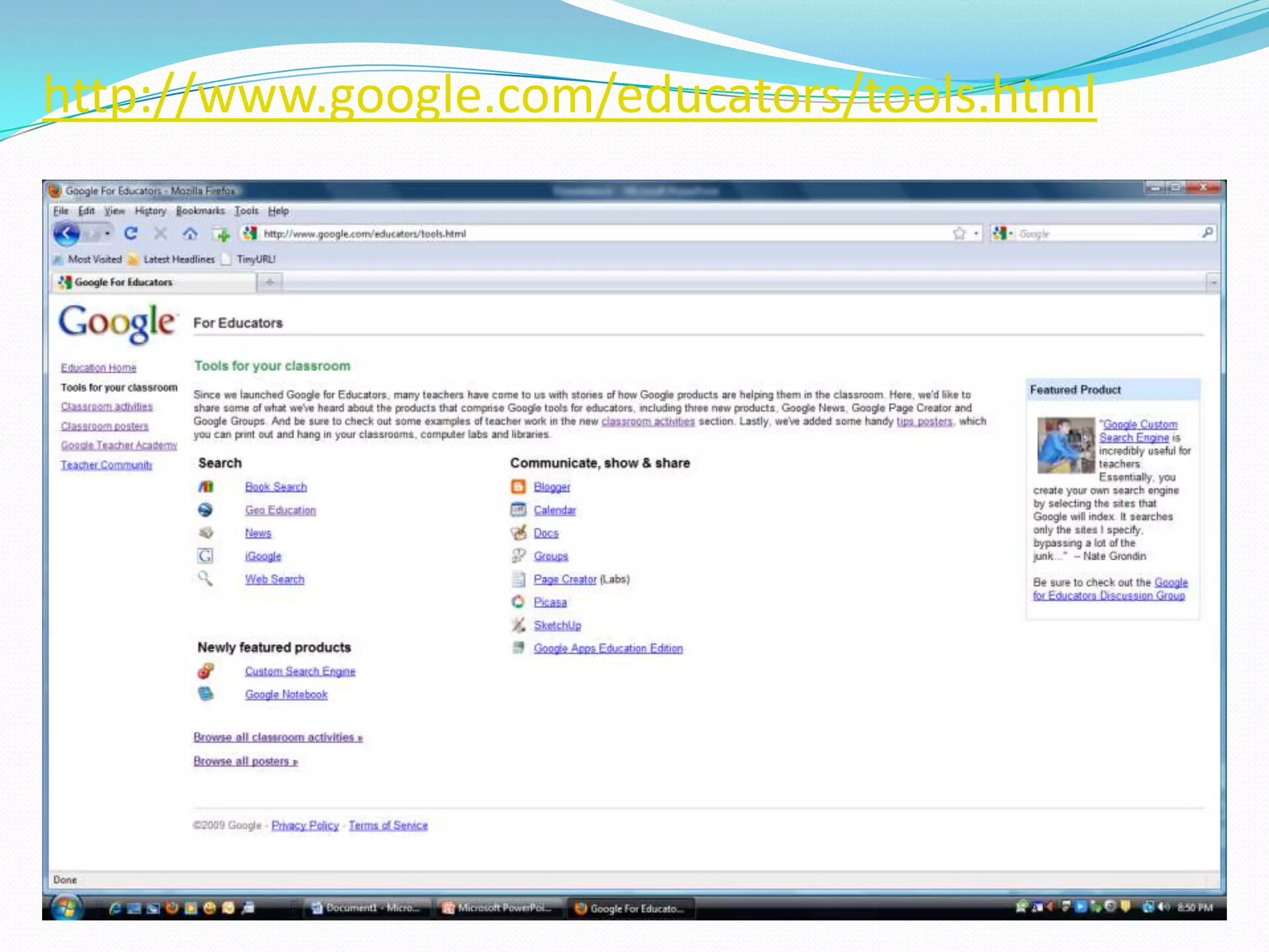 http://www.google.com/educators/tools.html