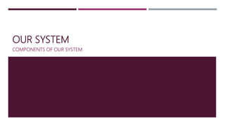OUR SYSTEM
COMPONENTS OF OUR SYSTEM
 