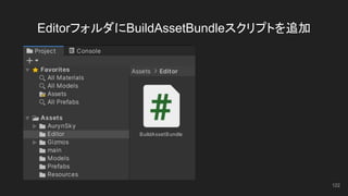 EditorフォルダにBuildAssetBundleスクリプトを追加
122
 