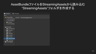 AssetBundleファイルをStreamingAssetsから読み込む
“StreamingAssets”フォルダを作成する
135
 