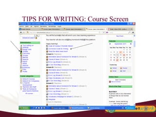 TIPS FOR WRITING: Course Screen 