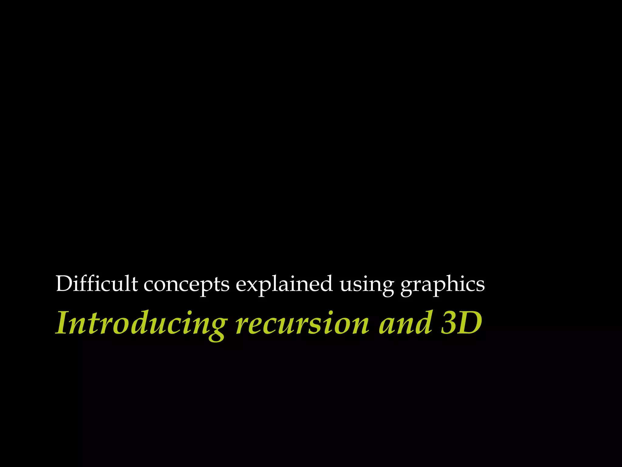 Introducing recursion and 3DDifficult concepts explained using graphics