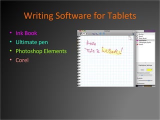 Writing Software for Tablets Ink Book Ultimate pen Photoshop Elements Corel 