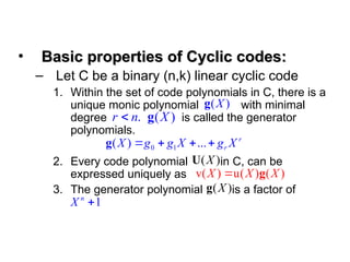 Comprehensive Overview of Cyclic Codes in Channel Coding and Error ...