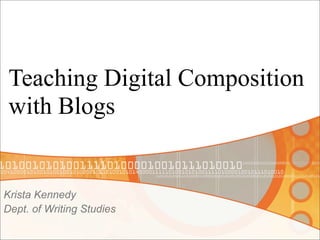 Teaching Digital Composition
 with Blogs


Krista Kennedy
Dept. of Writing Studies
