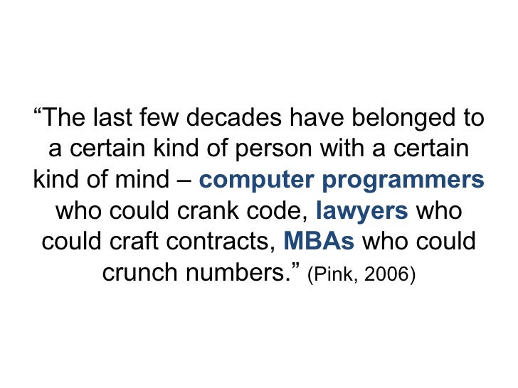 Teaching Learning in the Conceptual Age 2007 version