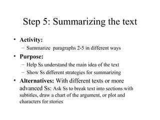 Summarizing Text Strategy Teaching Reading: Transforming English For You Into Headway | PPT