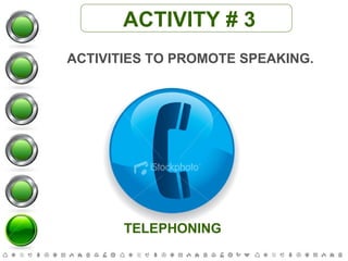 ACTIVITY # 3 ACTIVITIES TO PROMOTE SPEAKING. TELEPHONING 