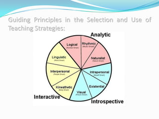 Guiding Principles in the Selection and Use of
Teaching Strategies:
 