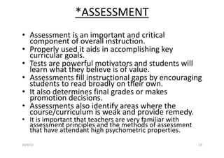 TEACHING AND ASSESSMENT METHODS