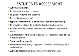 TEACHING AND ASSESSMENT METHODS