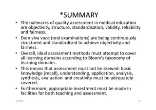 TEACHING AND ASSESSMENT METHODS