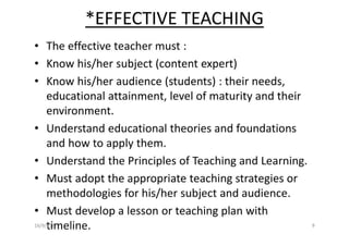 TEACHING AND ASSESSMENT METHODS