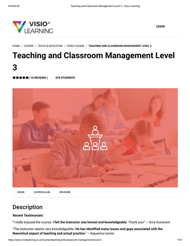 Teaching and classroom management level 3 visio learning pdf