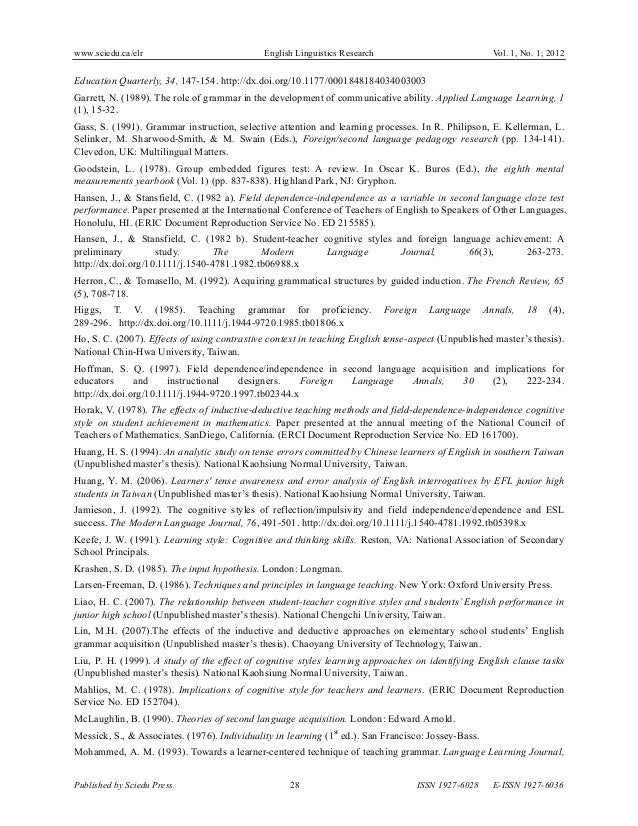 Thesis structure dependence in grammar formation