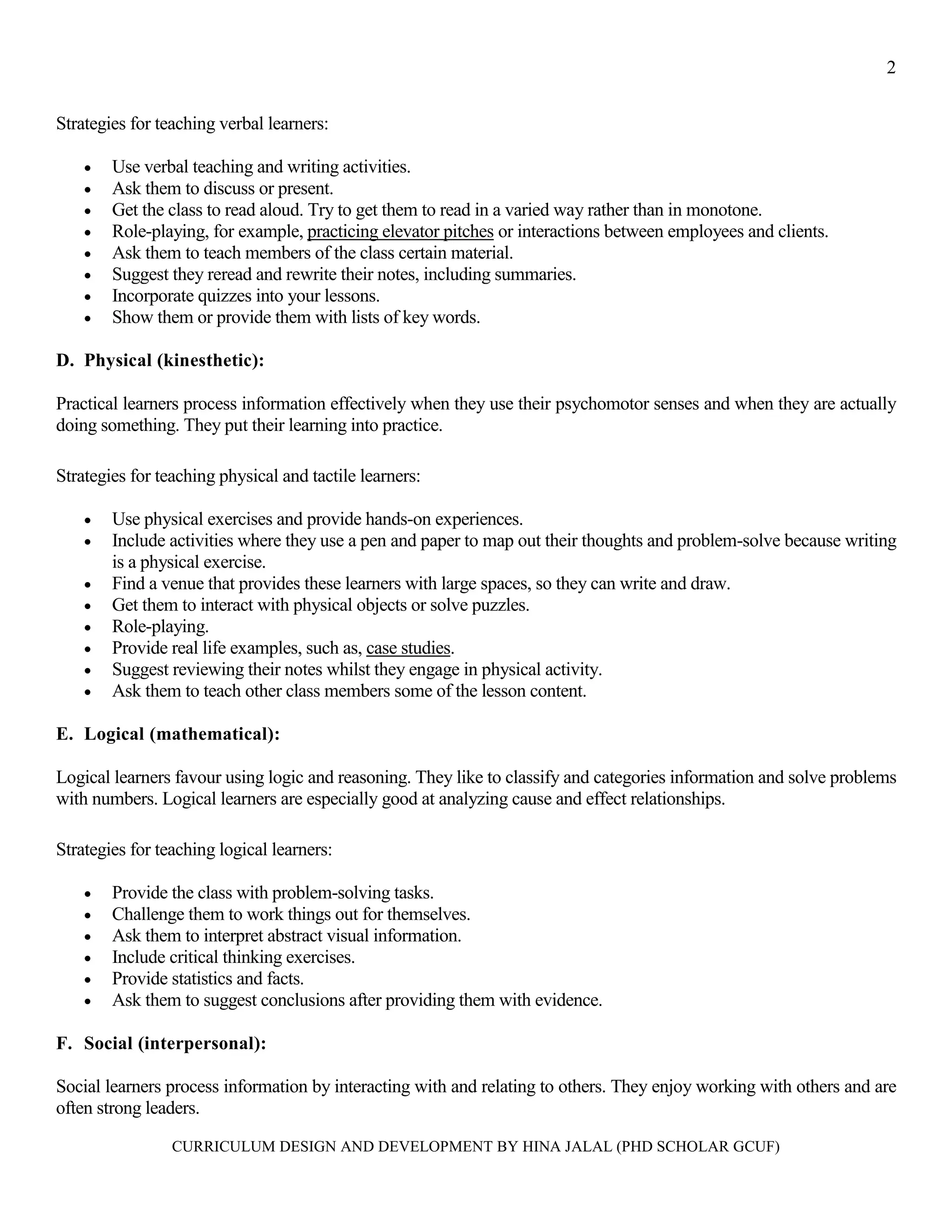 Teaching and learning styles and Selection of appropriate instructional ...