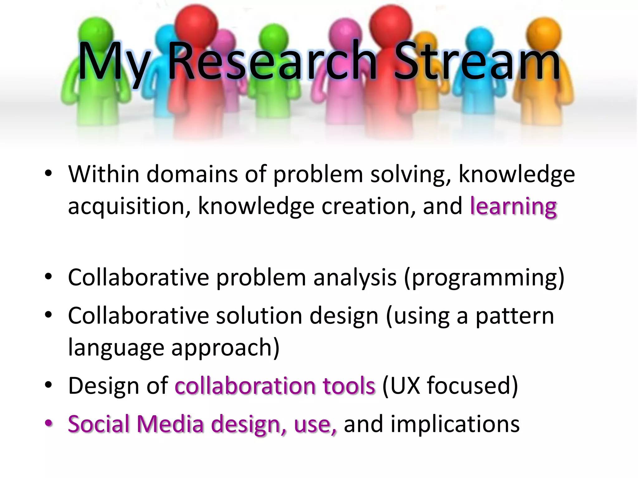 My Teaching Domain
• College of Computing and Digital Media
• Both Grad, Undergrad, and mixed courses
• Blended with in class and online students
  – We use                    as our LMS
  – Online students may participate in real time;
    we use

  – All students have access to different time view of
    the class (we use a home grown solution).
 