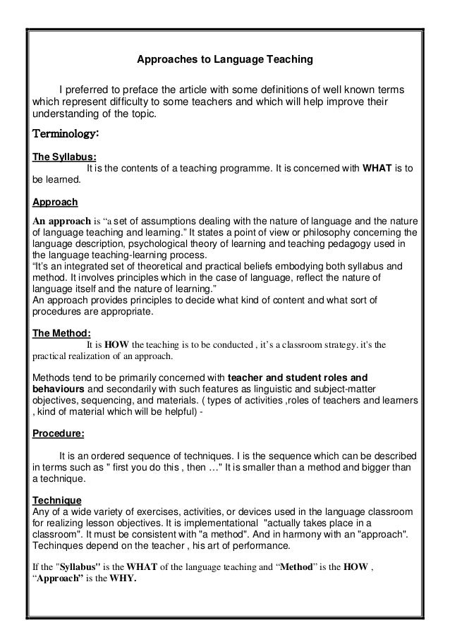 Teaching approaches
