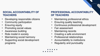 Teaching Accountability TEACHING AS A PROFESSION, CHARACTERISTICS, PROFESSSIONAL ETHICS ...