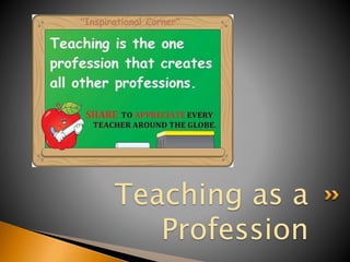Teaching as a
Profession
 