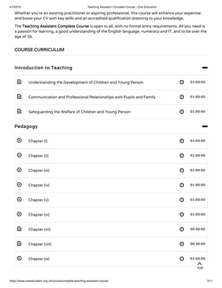 Teaching Assistant Complete Course - One Education | PDF