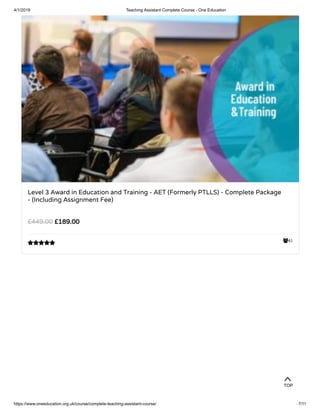 Teaching Assistant Complete Course - One Education | PDF