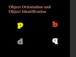 Object Orientation and
Object Identification
p
d
b
q
 