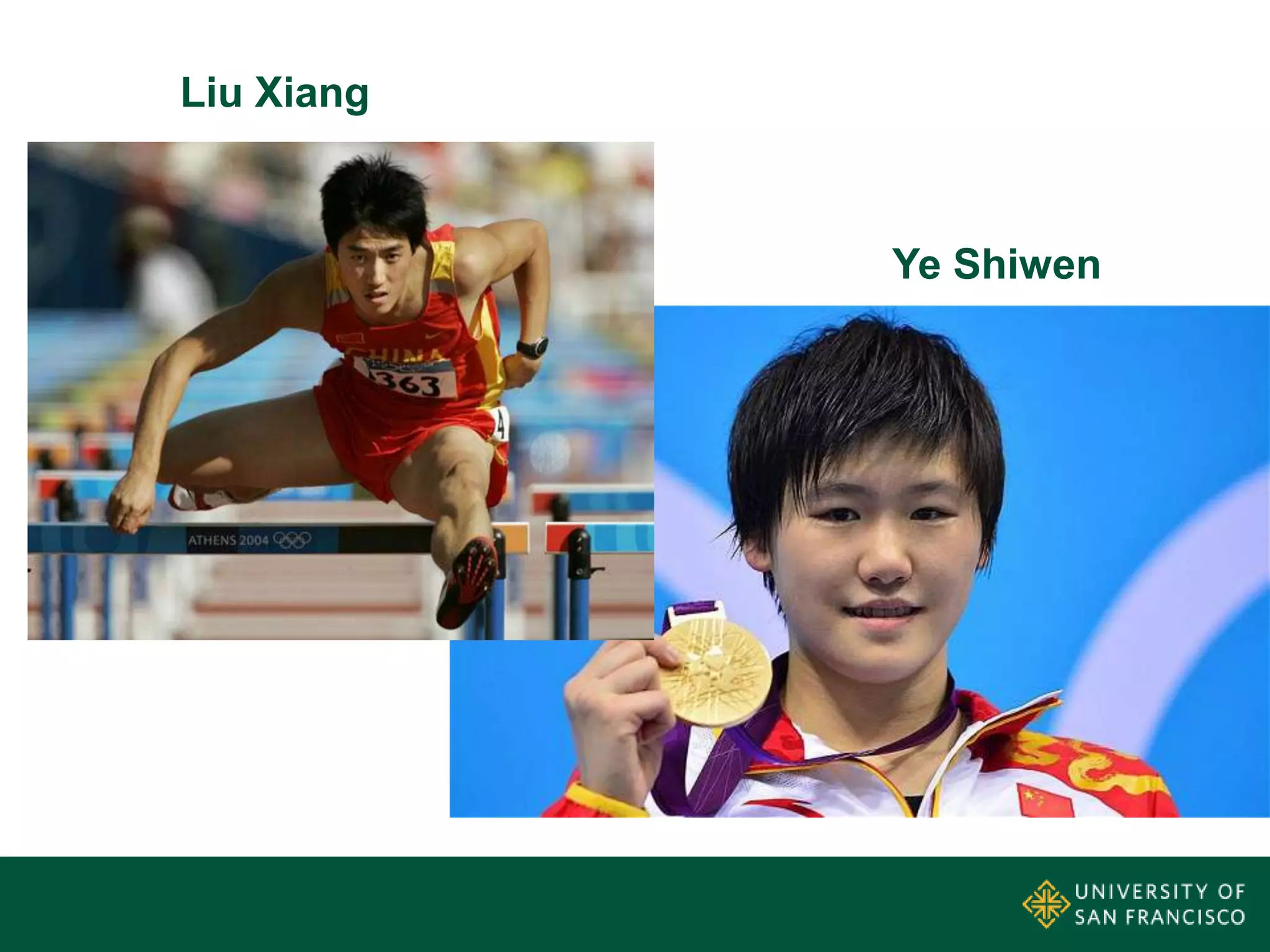 Liu Xiang



            Ye Shiwen
 
