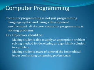 Teaching of computer programming | PPT
