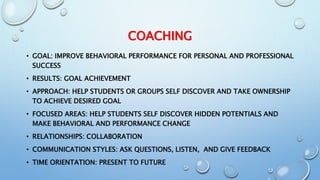 Teaching, counselling, coaching, mentoring the | PPT