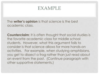 Teaching counter claim | PPT