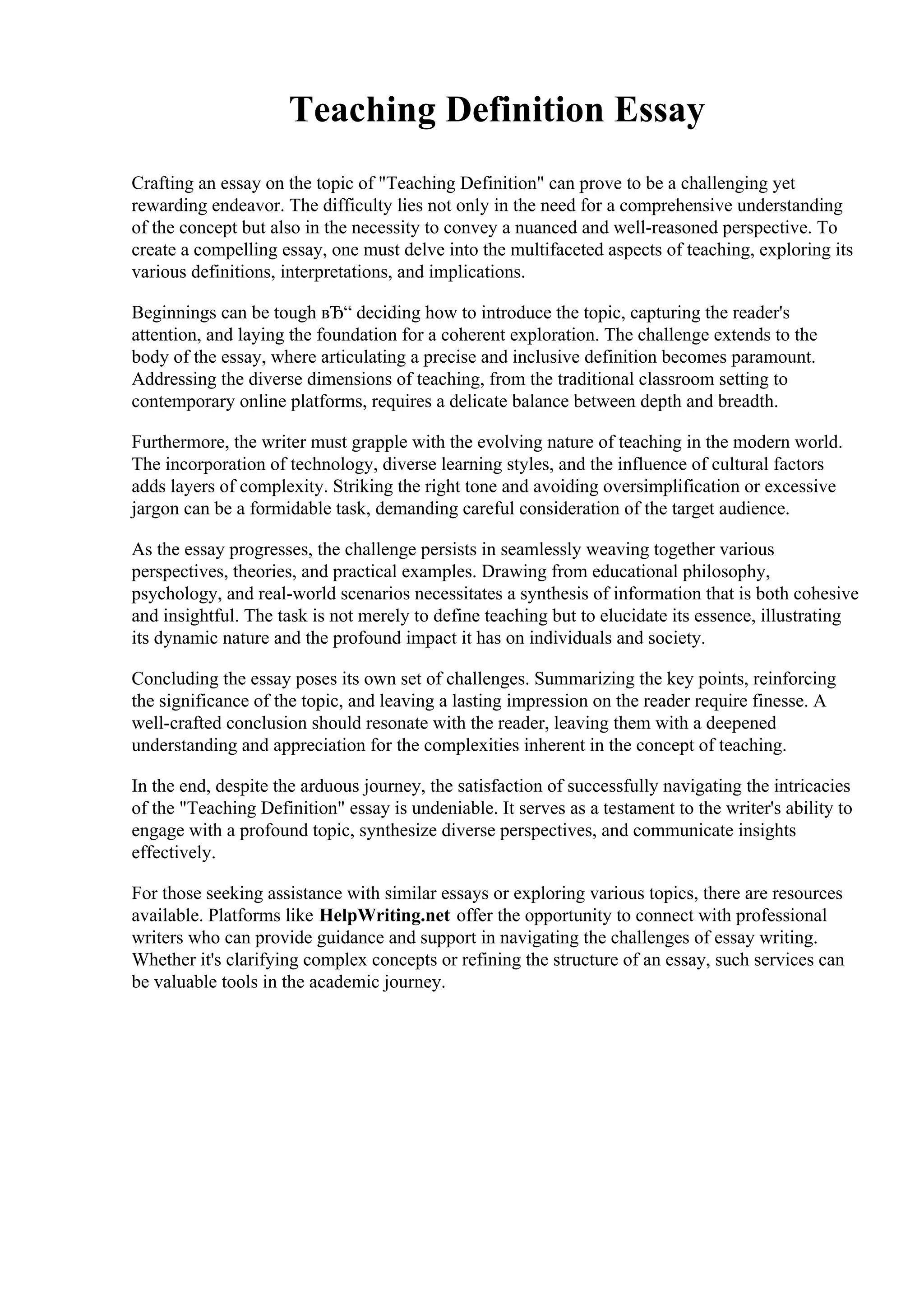 Teaching Definition Essay | PDF