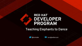 1
Teaching Elephants to Dance
@burrsutter burr@redhat.com
 