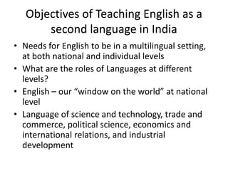 Teaching English as a Second Language in India Focus on Objectives by ...