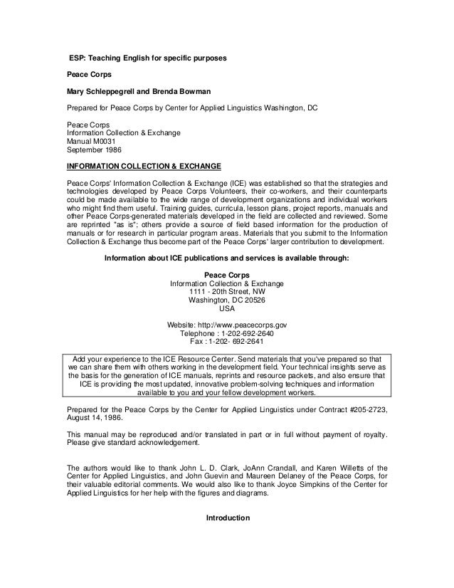 Esp english for specific phd dissertation