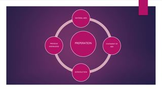 PREPERATION
MATERIAL AIDS
STATEMENT OF
AIM
INTRODUCTION
PREVIOUS
KNOWLEDGE
 