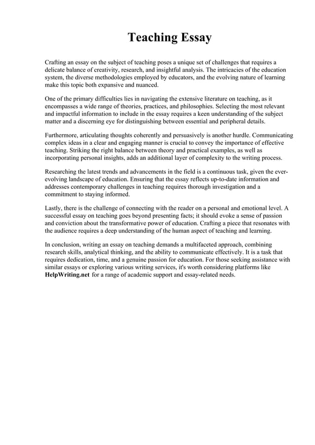 Teaching essay pdf