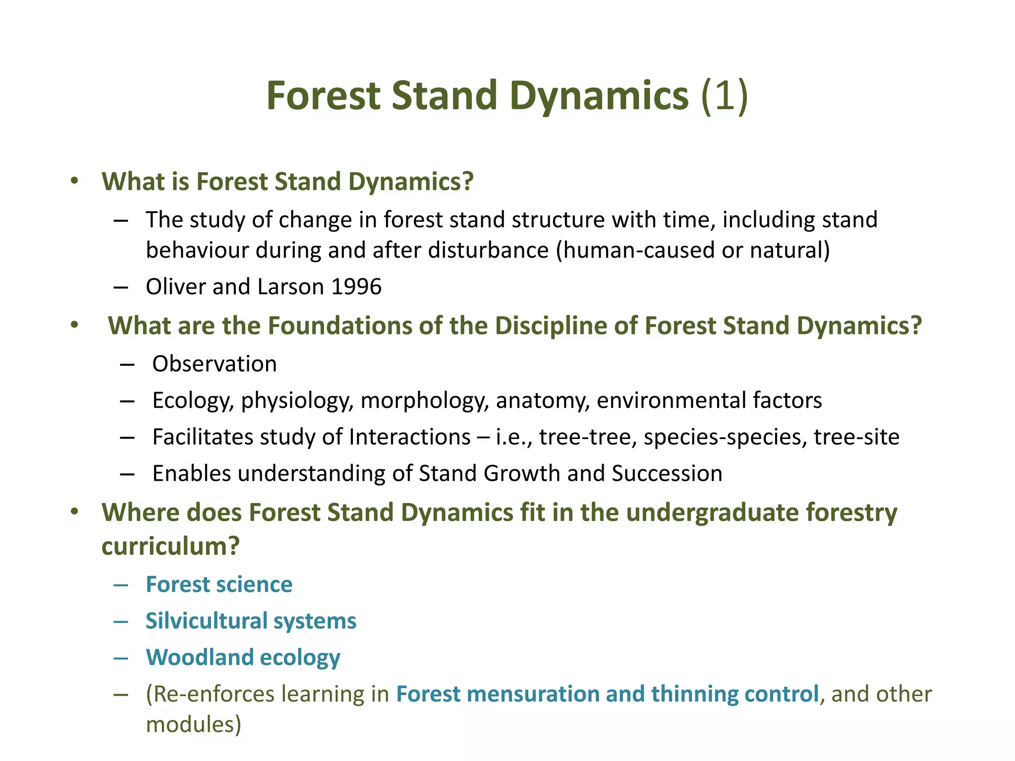 Teaching Forest Stand Dynamics | PDF