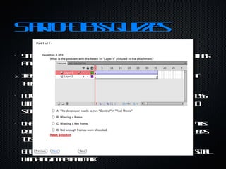 Start of Class Quizzes Simple, "open computer", quiz on the previous class' content has a number of benefits: It encourages students to pay attention in class, knowing that there is a quiz next class Forces students to reflect and apply learning from previous class within a few days of learning it, helping knowledge make it into student's long-term memory The results of the quiz give students a gauge of how a student is doing in the class and identifies areas in which the student needs to study more Encourages students to attend class, as quizzes are given a small weighting in the final mark 