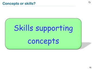 Concepts or skills?




      Skills supporting
              concepts


                          18
 