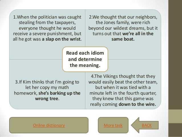 Teaching Idioms Idiom Test