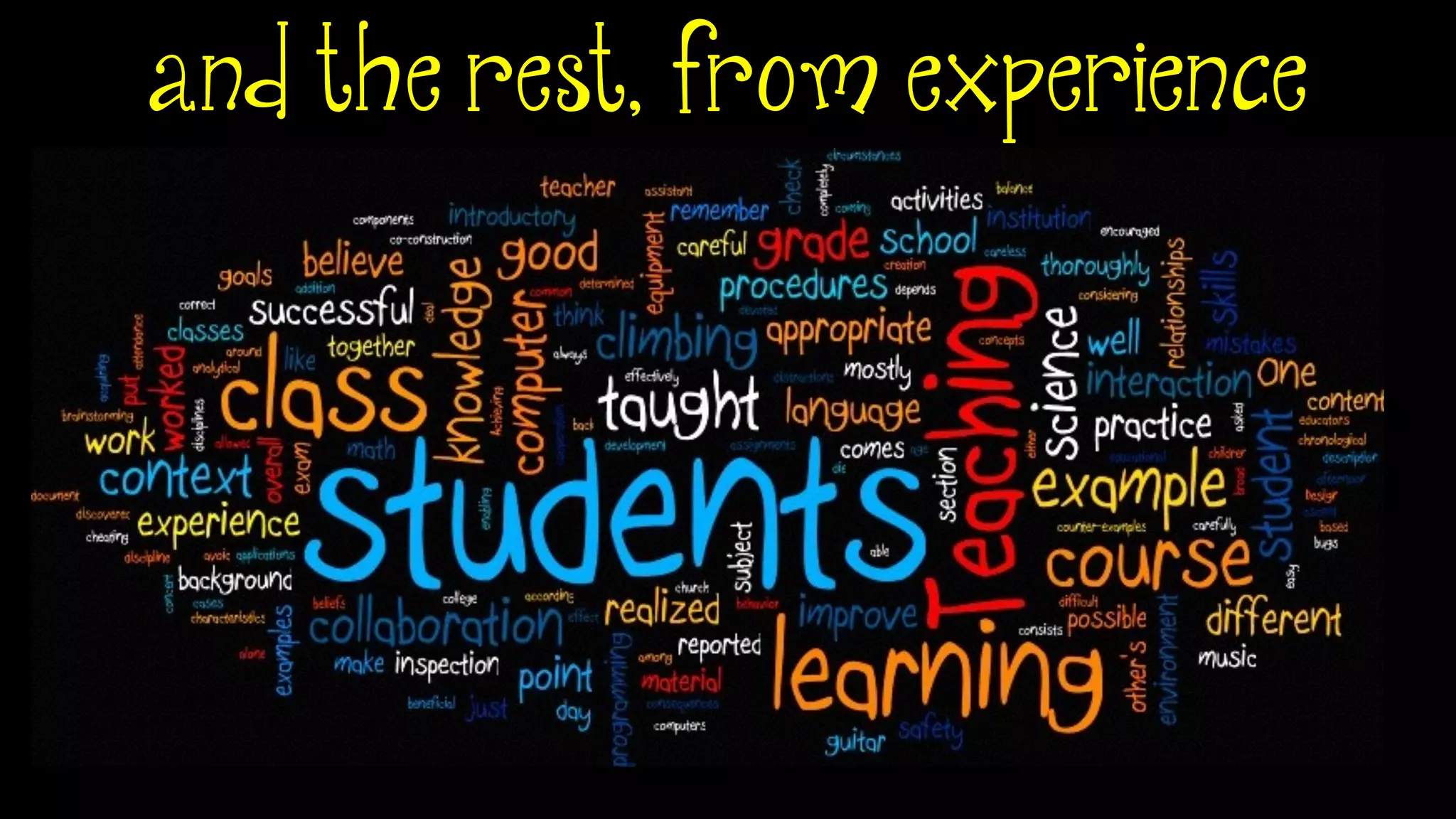 and the rest, from experience
 